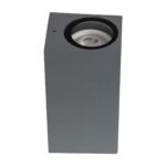 kelvo® BURANO KLV-101-0022 Φωτιστικό Τοίχου / Απλίκα για 2 Λάμπες MR16 με Ντουί GU10 AC 220-240V Αδιάβροχο IP65 – Γκρι Ανθρακί Ματ – Μ8 x Π8 x Υ15cm