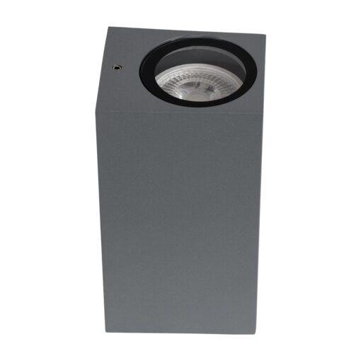 kelvo® BURANO KLV-101-0022 Φωτιστικό Τοίχου / Απλίκα για 2 Λάμπες MR16 με Ντουί GU10 AC 220-240V Αδιάβροχο IP65 – Γκρι Ανθρακί Ματ – Μ8 x Π8 x Υ15cm