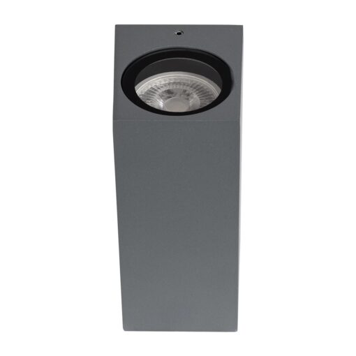 kelvo® BURANO KLV-101-0022 Φωτιστικό Τοίχου / Απλίκα για 2 Λάμπες MR16 με Ντουί GU10 AC 220-240V Αδιάβροχο IP65 – Γκρι Ανθρακί Ματ – Μ8 x Π8 x Υ15cm