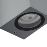 kelvo® BURANO KLV-101-0022 Φωτιστικό Τοίχου / Απλίκα για 2 Λάμπες MR16 με Ντουί GU10 AC 220-240V Αδιάβροχο IP65 – Γκρι Ανθρακί Ματ – Μ8 x Π8 x Υ15cm