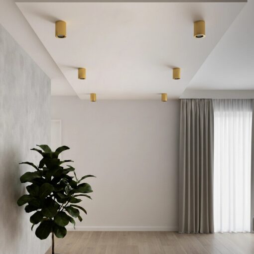 kelvo® AKIRA KLV-101-0027 Κινούμενο Φωτιστικό Downlight Σποτ για Λάμπα MR16 με Ντουί GU10 AC 220-240V IP20 – Χρυσό Βούρτσας – Μ8 x Π8 x Υ10cm