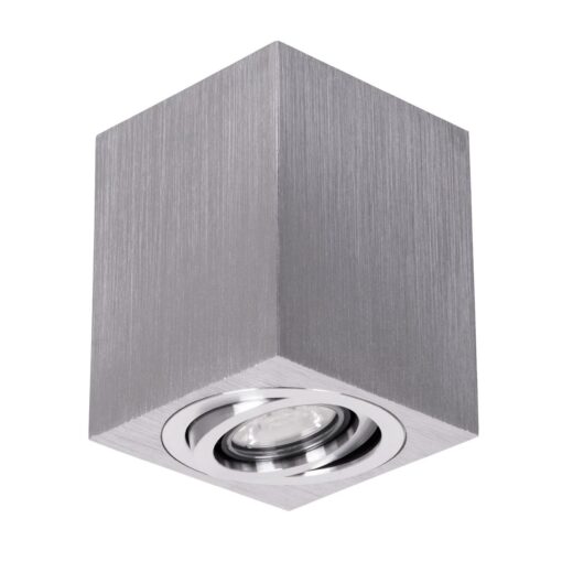 kelvo® AKIRA KLV-101-0030 Κινούμενο Φωτιστικό Downlight Σποτ για Λάμπα MR16 με Ντουί GU10 AC 220-240V IP20 – Νίκελ Βούρτσας – Μ8 x Π8 x Υ10cm