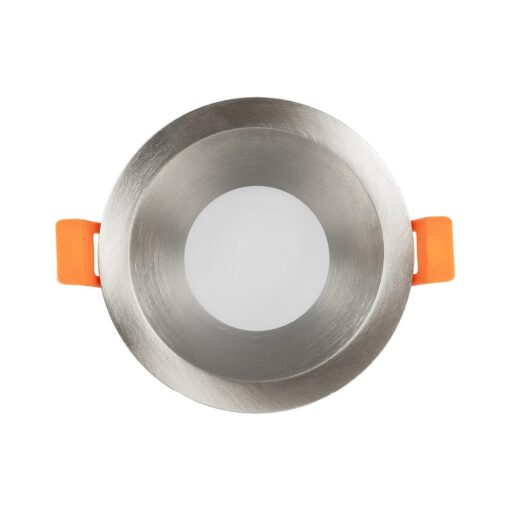 kelvo® SIGMA KLV-101-0043 Χωνευτό Φωτιστικό Downlight Σποτ Μπάνιου για Λάμπα MR16 με Ντουί GU10 AC 220-240V Αδιάβροχο IP65 – Νίκελ Βούρτσας – Μ8.5 x Π8.5 x Υ4.4cm / Q7.5cm