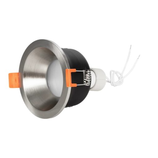 kelvo® SIGMA KLV-101-0043 Χωνευτό Φωτιστικό Downlight Σποτ Μπάνιου για Λάμπα MR16 με Ντουί GU10 AC 220-240V Αδιάβροχο IP65 – Νίκελ Βούρτσας – Μ8.5 x Π8.5 x Υ4.4cm / Q7.5cm