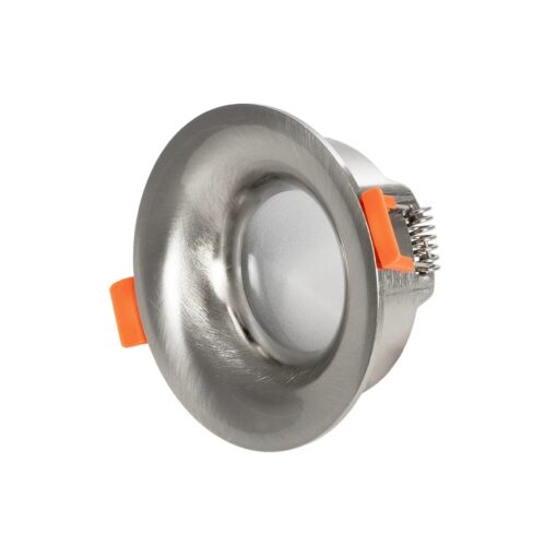 kelvo® LAMDA KLV-101-0046 Χωνευτό Φωτιστικό Downlight Σποτ Μπάνιου για Λάμπα MR16 με Ντουί GU10 AC 220-240V Αδιάβροχο IP65 – Νίκελ Βούρτσας – Μ8.5 x Π8.5 x Υ3.5cm / Q7.5cm