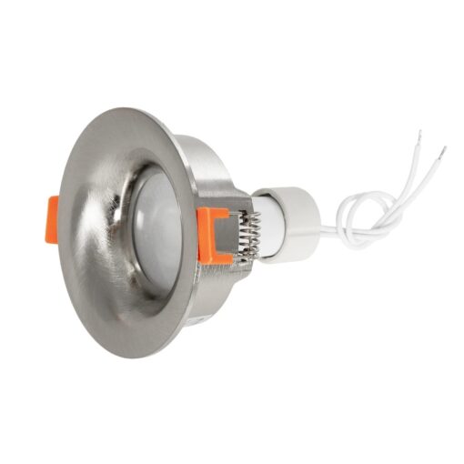 kelvo® LAMDA KLV-101-0046 Χωνευτό Φωτιστικό Downlight Σποτ Μπάνιου για Λάμπα MR16 με Ντουί GU10 AC 220-240V Αδιάβροχο IP65 – Νίκελ Βούρτσας – Μ8.5 x Π8.5 x Υ3.5cm / Q7.5cm