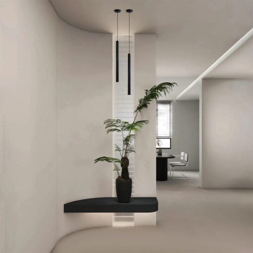 kelvo® CANAL KLV-101-0073 Κρεμαστό Φωτιστικό Οροφής LED 7W 700lm 36° AC 220-240V IP20 Θερμό Λευκό 2700K – Bridgelux COB Chip & TÜV SÜD Driver – Μαύρο Ματ – Μ4 x Π4 x Υ80cm – 5 Χρόνια Εγγύηση