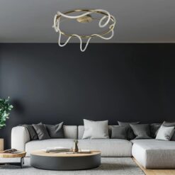 kelvo® GLOW KLV-101-0150 Φωτιστικό Οροφής LED 65W 6500lm 360° AC 220-240V IP20 Ρυθμιζόμενο Λευκό CCT με Χειριστήριο από 2700K έως 6000K Dimmable – Lumileds SMD Chip – Χρυσό Πλατίνα – Μ100 x Π100 x Υ30cm – 3 Χρόνια Εγγύηση