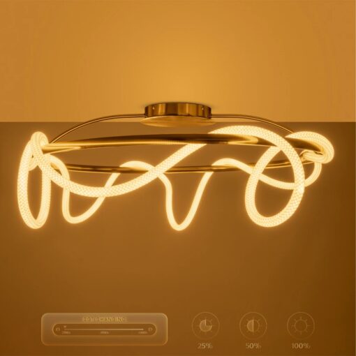 kelvo® GLOW KLV-101-0150 Φωτιστικό Οροφής LED 65W 6500lm 360° AC 220-240V IP20 Ρυθμιζόμενο Λευκό CCT με Χειριστήριο από 2700K έως 6000K Dimmable – Lumileds SMD Chip – Χρυσό Πλατίνα – Μ100 x Π100 x Υ30cm – 3 Χρόνια Εγγύηση