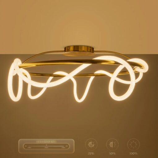 kelvo® GLOW KLV-101-0150 Φωτιστικό Οροφής LED 65W 6500lm 360° AC 220-240V IP20 Ρυθμιζόμενο Λευκό CCT με Χειριστήριο από 2700K έως 6000K Dimmable – Lumileds SMD Chip – Χρυσό Πλατίνα – Μ100 x Π100 x Υ30cm – 3 Χρόνια Εγγύηση