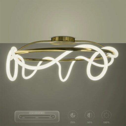 kelvo® GLOW KLV-101-0150 Φωτιστικό Οροφής LED 65W 6500lm 360° AC 220-240V IP20 Ρυθμιζόμενο Λευκό CCT με Χειριστήριο από 2700K έως 6000K Dimmable – Lumileds SMD Chip – Χρυσό Πλατίνα – Μ100 x Π100 x Υ30cm – 3 Χρόνια Εγγύηση