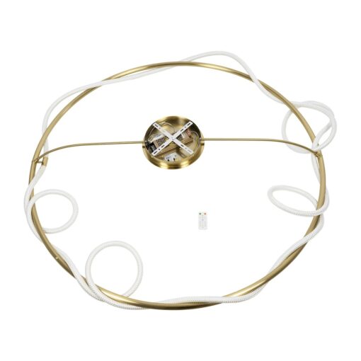 kelvo® GLOW KLV-101-0151 Φωτιστικό Οροφής LED 89W 8900lm 360° AC 220-240V IP20 Ρυθμιζόμενο Λευκό CCT με Χειριστήριο από 2700K έως 6000K Dimmable – Lumileds SMD Chip – Χρυσό Πλατίνα – Μ150 x Π150 x Υ30cm – 3 Χρόνια Εγγύηση