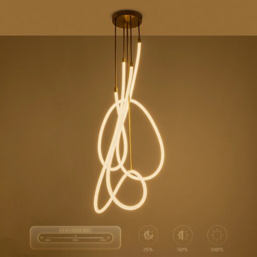 kelvo® GLOW KLV-101-0154 Φωτιστικό Οροφής LED 85W 8500lm 360° AC 220-240V IP20 Ρυθμιζόμενο Λευκό CCT με Χειριστήριο από 2700K έως 6000K Dimmable – Lumileds SMD Chip – Χρυσό Πλατίνα – Μ100 x Π100 x Υ140cm – 3 Χρόνια Εγγύηση