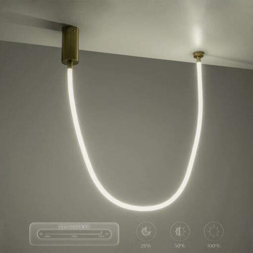 kelvo® GLOW KLV-101-0155 Κρεμαστό Φωτιστικό Οροφής LED 27W 2700lm 360° AC 220-240V IP20 Ρυθμιζόμενο Λευκό CCT με Χειριστήριο από 2700K έως 6000K Dimmable – Lumileds SMD Chip – Χρυσό Πλατίνα – Μ90 x Π9 x Υ95cm – 3 Χρόνια Εγγύηση