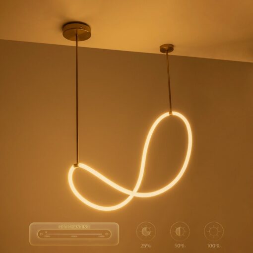 kelvo® GLOW KLV-101-0156 Κρεμαστό Φωτιστικό Οροφής LED 34W 3400lm 360° AC 220-240V IP20 Ρυθμιζόμενο Λευκό CCT με Χειριστήριο από 2700K έως 6000K Dimmable – Lumileds SMD Chip – Χρυσό Πλατίνα – Μ20 x Π35 x Υ120cm – 3 Χρόνια Εγγύηση