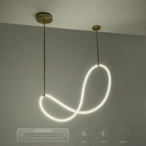 kelvo® GLOW KLV-101-0156 Κρεμαστό Φωτιστικό Οροφής LED 34W 3400lm 360° AC 220-240V IP20 Ρυθμιζόμενο Λευκό CCT με Χειριστήριο από 2700K έως 6000K Dimmable – Lumileds SMD Chip – Χρυσό Πλατίνα – Μ20 x Π35 x Υ120cm – 3 Χρόνια Εγγύηση