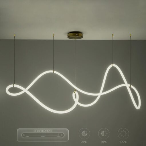 kelvo® GLOW KLV-101-0157 Κρεμαστό Φωτιστικό Οροφής LED 65W 6500lm 360° AC 220-240V IP20 Ρυθμιζόμενο Λευκό CCT με Χειριστήριο από 2700K έως 6000K Dimmable – Lumileds SMD Chip – Σατινέ Χρυσό Βούρτσας – Μ150 x Π70 x Υ90cm – 3 Χρόνια Εγγύηση