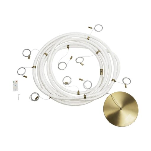 kelvo® GLOW KLV-101-0158 Κρεμαστό Φωτιστικό Οροφής LED 105W 10500lm 360° AC 220-240V IP20 Ρυθμιζόμενο Λευκό CCT με Χειριστήριο από 2700K έως 6000K Dimmable – Lumileds SMD Chip – Χρυσό Πλατίνα – Μ180 x Π180 x Υ110cm – 3 Χρόνια Εγγύηση