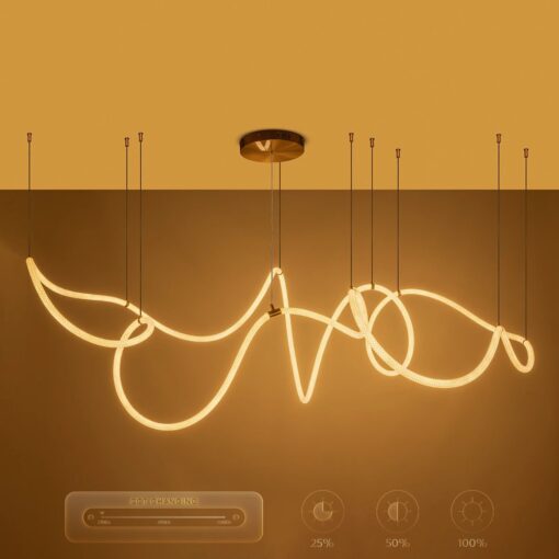kelvo® GLOW KLV-101-0158 Κρεμαστό Φωτιστικό Οροφής LED 105W 10500lm 360° AC 220-240V IP20 Ρυθμιζόμενο Λευκό CCT με Χειριστήριο από 2700K έως 6000K Dimmable – Lumileds SMD Chip – Χρυσό Πλατίνα – Μ180 x Π180 x Υ110cm – 3 Χρόνια Εγγύηση