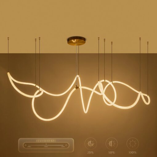 kelvo® GLOW KLV-101-0158 Κρεμαστό Φωτιστικό Οροφής LED 105W 10500lm 360° AC 220-240V IP20 Ρυθμιζόμενο Λευκό CCT με Χειριστήριο από 2700K έως 6000K Dimmable – Lumileds SMD Chip – Χρυσό Πλατίνα – Μ180 x Π180 x Υ110cm – 3 Χρόνια Εγγύηση