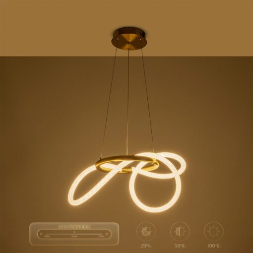 kelvo® GLOW KLV-101-0161 Κρεμαστό Φωτιστικό Οροφής LED 30W 3000lm 360° AC 220-240V IP20 Ρυθμιζόμενο Λευκό CCT με Χειριστήριο από 2700K έως 6000K Dimmable – Lumileds SMD Chip – Χρυσό Πλατίνα – Μ40 x Π40 x Υ30cm – 3 Χρόνια Εγγύηση
