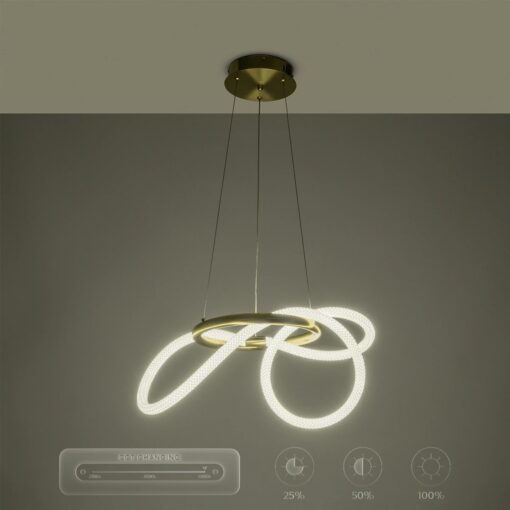 kelvo® GLOW KLV-101-0161 Κρεμαστό Φωτιστικό Οροφής LED 30W 3000lm 360° AC 220-240V IP20 Ρυθμιζόμενο Λευκό CCT με Χειριστήριο από 2700K έως 6000K Dimmable – Lumileds SMD Chip – Χρυσό Πλατίνα – Μ40 x Π40 x Υ30cm – 3 Χρόνια Εγγύηση