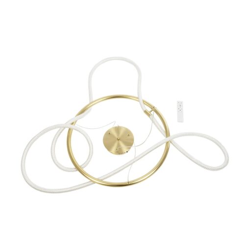 kelvo® GLOW KLV-101-0163 Κρεμαστό Φωτιστικό Οροφής LED 58W 5800lm 360° AC 220-240V IP20 Ρυθμιζόμενο Λευκό CCT με Χειριστήριο από 2700K έως 6000K Dimmable – Lumileds SMD Chip – Χρυσό Πλατίνα – Μ80 x Π80 x Υ40cm – 3 Χρόνια Εγγύηση