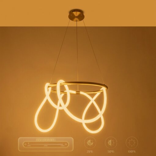 kelvo® GLOW KLV-101-0163 Κρεμαστό Φωτιστικό Οροφής LED 58W 5800lm 360° AC 220-240V IP20 Ρυθμιζόμενο Λευκό CCT με Χειριστήριο από 2700K έως 6000K Dimmable – Lumileds SMD Chip – Χρυσό Πλατίνα – Μ80 x Π80 x Υ40cm – 3 Χρόνια Εγγύηση