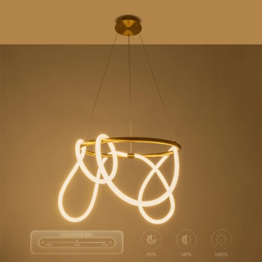 kelvo® GLOW KLV-101-0163 Κρεμαστό Φωτιστικό Οροφής LED 58W 5800lm 360° AC 220-240V IP20 Ρυθμιζόμενο Λευκό CCT με Χειριστήριο από 2700K έως 6000K Dimmable – Lumileds SMD Chip – Χρυσό Πλατίνα – Μ80 x Π80 x Υ40cm – 3 Χρόνια Εγγύηση
