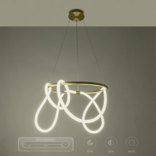 kelvo® GLOW KLV-101-0163 Κρεμαστό Φωτιστικό Οροφής LED 58W 5800lm 360° AC 220-240V IP20 Ρυθμιζόμενο Λευκό CCT με Χειριστήριο από 2700K έως 6000K Dimmable – Lumileds SMD Chip – Χρυσό Πλατίνα – Μ80 x Π80 x Υ40cm – 3 Χρόνια Εγγύηση