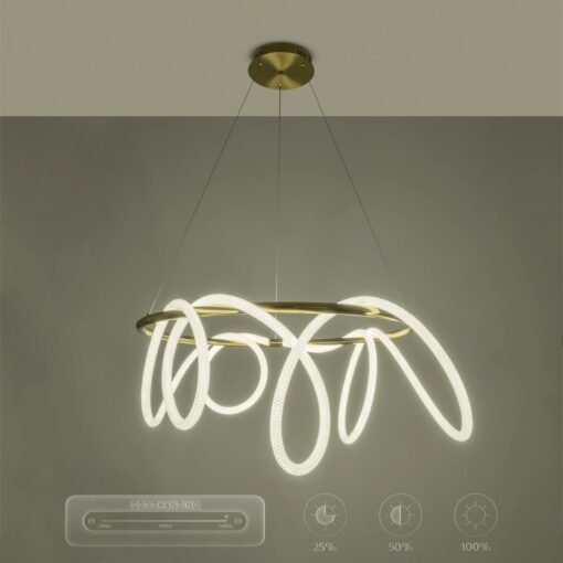 kelvo® GLOW KLV-101-0164 Κρεμαστό Φωτιστικό Οροφής LED 69W 6900lm 360° AC 220-240V IP20 Ρυθμιζόμενο Λευκό CCT με Χειριστήριο από 2700K έως 6000K Dimmable – Lumileds SMD Chip – Χρυσό Πλατίνα – Μ100 x Π100 x Υ40cm – 3 Χρόνια Εγγύηση
