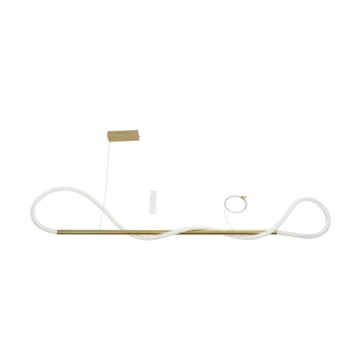 kelvo® GLOW KLV-101-0166 Κρεμαστό Φωτιστικό Οροφής LED 34W 3400lm 360° AC 220-240V IP20 Ρυθμιζόμενο Λευκό CCT με Χειριστήριο από 2700K έως 6000K Dimmable – Lumileds SMD Chip – Χρυσό Πλατίνα – Μ140 x Π40 x Υ30cm – 3 Χρόνια Εγγύηση
