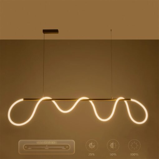 kelvo® GLOW KLV-101-0167 Κρεμαστό Φωτιστικό Οροφής LED 45W 4500lm 360° AC 220-240V IP20 Ρυθμιζόμενο Λευκό CCT με Χειριστήριο από 2700K έως 6000K Dimmable – Lumileds SMD Chip – Χρυσό Πλατίνα – Μ180 x Π30 x Υ40cm – 3 Χρόνια Εγγύηση
