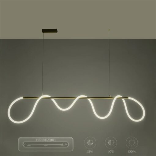 kelvo® GLOW KLV-101-0167 Κρεμαστό Φωτιστικό Οροφής LED 45W 4500lm 360° AC 220-240V IP20 Ρυθμιζόμενο Λευκό CCT με Χειριστήριο από 2700K έως 6000K Dimmable – Lumileds SMD Chip – Χρυσό Πλατίνα – Μ180 x Π30 x Υ40cm – 3 Χρόνια Εγγύηση