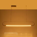 kelvo® GLOW KLV-101-0177 Κρεμαστό Φωτιστικό Οροφής LED 15W 1500lm 360° AC 220-240V IP20 Ρυθμιζόμενο Λευκό CCT με Χειριστήριο από 2700K έως 6000K Dimmable – Lumileds SMD Chip – Χρυσό Πλατίνα – Μ120 x Π3 x Υ17cm – 3 Χρόνια Εγγύηση