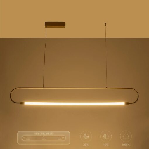 kelvo® GLOW KLV-101-0177 Κρεμαστό Φωτιστικό Οροφής LED 15W 1500lm 360° AC 220-240V IP20 Ρυθμιζόμενο Λευκό CCT με Χειριστήριο από 2700K έως 6000K Dimmable – Lumileds SMD Chip – Χρυσό Πλατίνα – Μ120 x Π3 x Υ17cm – 3 Χρόνια Εγγύηση