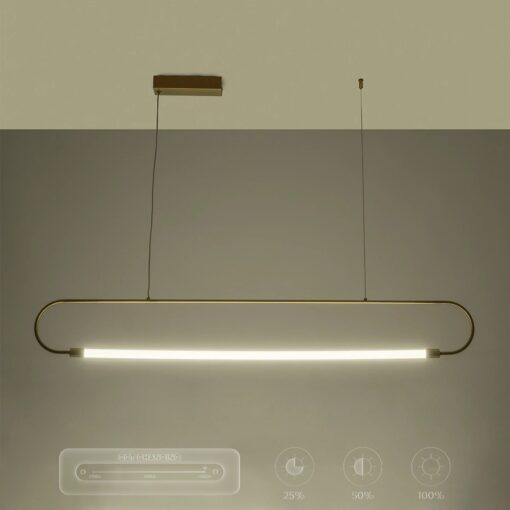 kelvo® GLOW KLV-101-0177 Κρεμαστό Φωτιστικό Οροφής LED 15W 1500lm 360° AC 220-240V IP20 Ρυθμιζόμενο Λευκό CCT με Χειριστήριο από 2700K έως 6000K Dimmable – Lumileds SMD Chip – Χρυσό Πλατίνα – Μ120 x Π3 x Υ17cm – 3 Χρόνια Εγγύηση