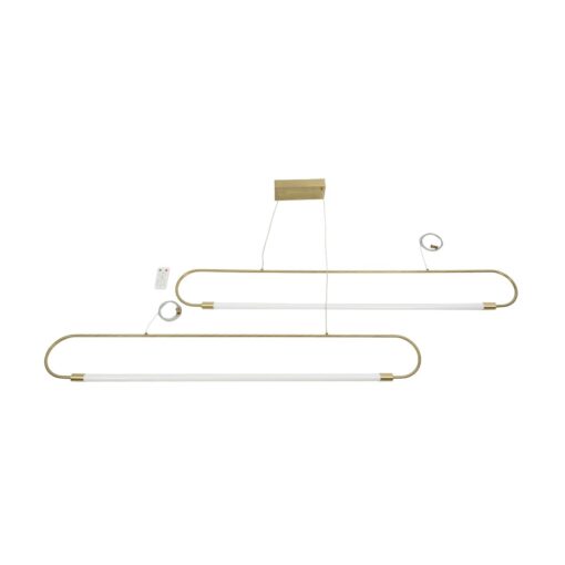 kelvo® GLOW KLV-101-0178 Κρεμαστό Φωτιστικό Οροφής LED 28W 2800lm 360° AC 220-240V IP20 Ρυθμιζόμενο Λευκό CCT με Χειριστήριο από 2700K έως 6000K Dimmable – Lumileds SMD Chip – Χρυσό Πλατίνα – Μ167 x Π7 x Υ24cm – 3 Χρόνια Εγγύηση