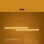 kelvo® GLOW KLV-101-0178 Κρεμαστό Φωτιστικό Οροφής LED 28W 2800lm 360° AC 220-240V IP20 Ρυθμιζόμενο Λευκό CCT με Χειριστήριο από 2700K έως 6000K Dimmable – Lumileds SMD Chip – Χρυσό Πλατίνα – Μ167 x Π7 x Υ24cm – 3 Χρόνια Εγγύηση