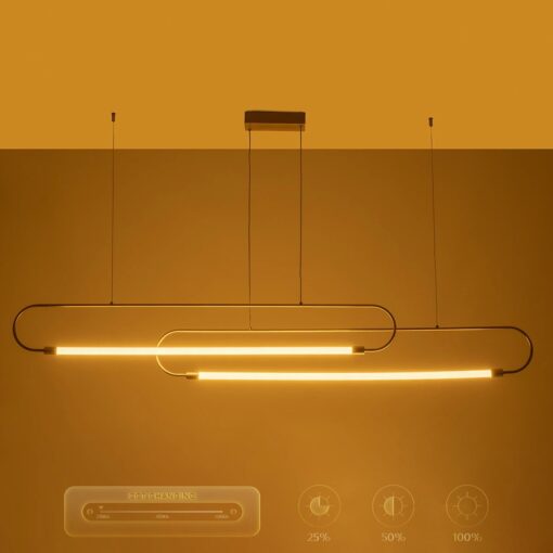 kelvo® GLOW KLV-101-0178 Κρεμαστό Φωτιστικό Οροφής LED 28W 2800lm 360° AC 220-240V IP20 Ρυθμιζόμενο Λευκό CCT με Χειριστήριο από 2700K έως 6000K Dimmable – Lumileds SMD Chip – Χρυσό Πλατίνα – Μ167 x Π7 x Υ24cm – 3 Χρόνια Εγγύηση