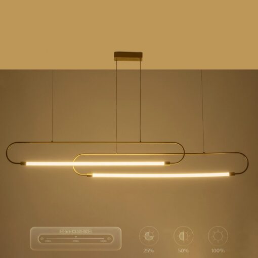 kelvo® GLOW KLV-101-0178 Κρεμαστό Φωτιστικό Οροφής LED 28W 2800lm 360° AC 220-240V IP20 Ρυθμιζόμενο Λευκό CCT με Χειριστήριο από 2700K έως 6000K Dimmable – Lumileds SMD Chip – Χρυσό Πλατίνα – Μ167 x Π7 x Υ24cm – 3 Χρόνια Εγγύηση