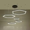 kelvo® LEXAGON KLV-101-0179 Κρεμαστό Φωτιστικό Οροφής LED 120W 12000lm 200° AC 220-240V IP20 Ρυθμιζόμενο Λευκό CCT με Χειριστήριο από 2700K έως 6000K Dimmable – Lumileds SMD Chip – Μαύρο Ματ – Μ110 x Π90 x Υ110cm – 3 Χρόνια Εγγύηση