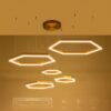 kelvo® LEXAGON KLV-101-0180 Κρεμαστό Φωτιστικό Οροφής LED 120W 12000lm 200° AC 220-240V IP20 Ρυθμιζόμενο Λευκό CCT με Χειριστήριο από 2700K έως 6000K Dimmable – Lumileds SMD Chip – Χρυσό Πλατίνα – Μ110 x Π90 x Υ110cm – 3 Χρόνια Εγγύηση