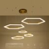 kelvo® LEXAGON KLV-101-0180 Κρεμαστό Φωτιστικό Οροφής LED 120W 12000lm 200° AC 220-240V IP20 Ρυθμιζόμενο Λευκό CCT με Χειριστήριο από 2700K έως 6000K Dimmable – Lumileds SMD Chip – Χρυσό Πλατίνα – Μ110 x Π90 x Υ110cm – 3 Χρόνια Εγγύηση