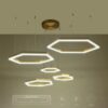 kelvo® LEXAGON KLV-101-0180 Κρεμαστό Φωτιστικό Οροφής LED 120W 12000lm 200° AC 220-240V IP20 Ρυθμιζόμενο Λευκό CCT με Χειριστήριο από 2700K έως 6000K Dimmable – Lumileds SMD Chip – Χρυσό Πλατίνα – Μ110 x Π90 x Υ110cm – 3 Χρόνια Εγγύηση