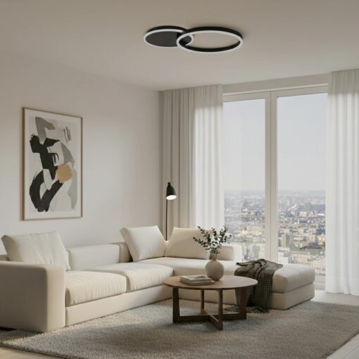 kelvo® VENOM KLV-101-0181 Φωτιστικό Οροφής LED 45W 4500lm 360° AC 220-240V IP20 Ρυθμιζόμενο Λευκό CCT με Χειριστήριο από 2700K έως 6000K Dimmable – Lumileds SMD Chip – Μαύρο Ματ – Μ60 x Π40 x Υ7.5cm – 3 Χρόνια Εγγύηση