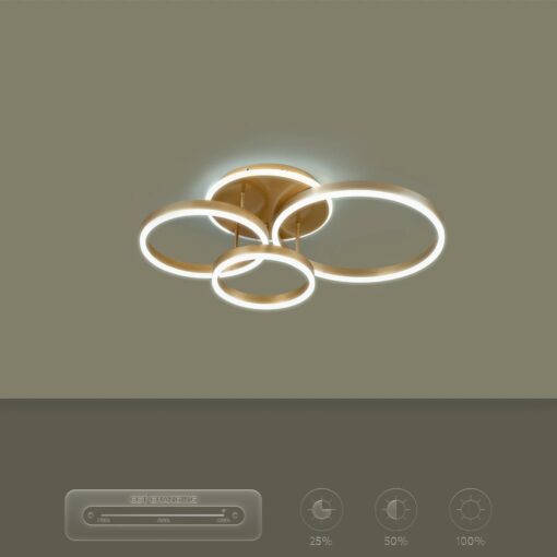 kelvo® VENOM KLV-101-0186 Φωτιστικό Οροφής LED 100W 10000lm 360° AC 220-240V IP20 Ρυθμιζόμενο Λευκό CCT με Χειριστήριο από 2700K έως 6000K Dimmable – Lumileds SMD Chip – Χρυσό Πλατίνα – Μ70 x Π40 x Υ16cm – 3 Χρόνια Εγγύηση