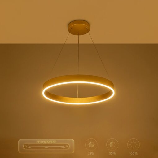 kelvo® VENOM KLV-101-0189 Κρεμαστό Φωτιστικό Οροφής LED 45W 4500lm 120° AC 220-240V IP20 Ρυθμιζόμενο Λευκό CCT με Χειριστήριο από 2700K έως 6000K Dimmable – Lumileds SMD Chip – Χρυσό Πλατίνα – Μ60 x Π60 x Υ6.5cm – 3 Χρόνια Εγγύηση