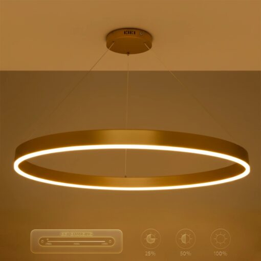 kelvo® VENOM KLV-101-0195 Κρεμαστό Φωτιστικό Οροφής LED 75W 7500lm 120° AC 220-240V IP20 Ρυθμιζόμενο Λευκό CCT με Χειριστήριο από 2700K έως 6000K Dimmable – Lumileds SMD Chip – Χρυσό Πλατίνα – Μ100 x Π100 x Υ6.5cm – 3 Χρόνια Εγγύηση