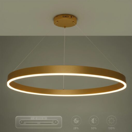 kelvo® VENOM KLV-101-0195 Κρεμαστό Φωτιστικό Οροφής LED 75W 7500lm 120° AC 220-240V IP20 Ρυθμιζόμενο Λευκό CCT με Χειριστήριο από 2700K έως 6000K Dimmable – Lumileds SMD Chip – Χρυσό Πλατίνα – Μ100 x Π100 x Υ6.5cm – 3 Χρόνια Εγγύηση